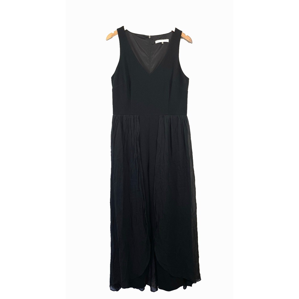 Trina Turk Uster Women Sleeveless Chiffon Layers Jumpsuit Size 10 Black Occasion - Picture 2 of 12
